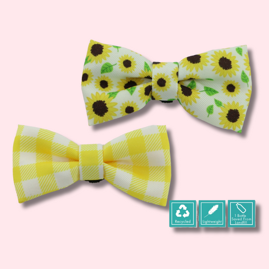 Sunflowers & Yellow Check Bow ties
