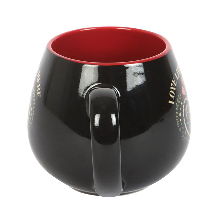 Love Lives Here Folk Heart Rounded Mug