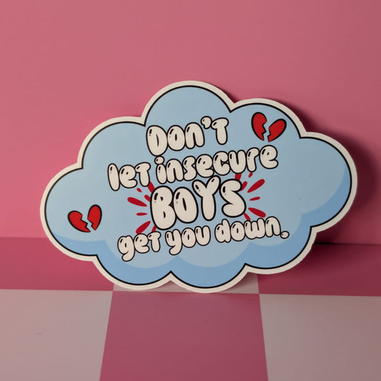 Decorative sticker with motivational text on a pink background